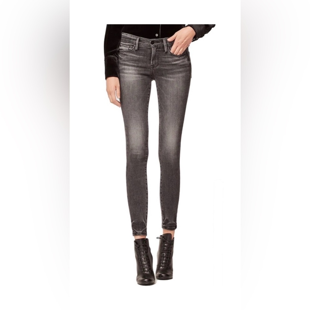 Frame Denim Women's Washed Grey Cropped Skinny Jeans